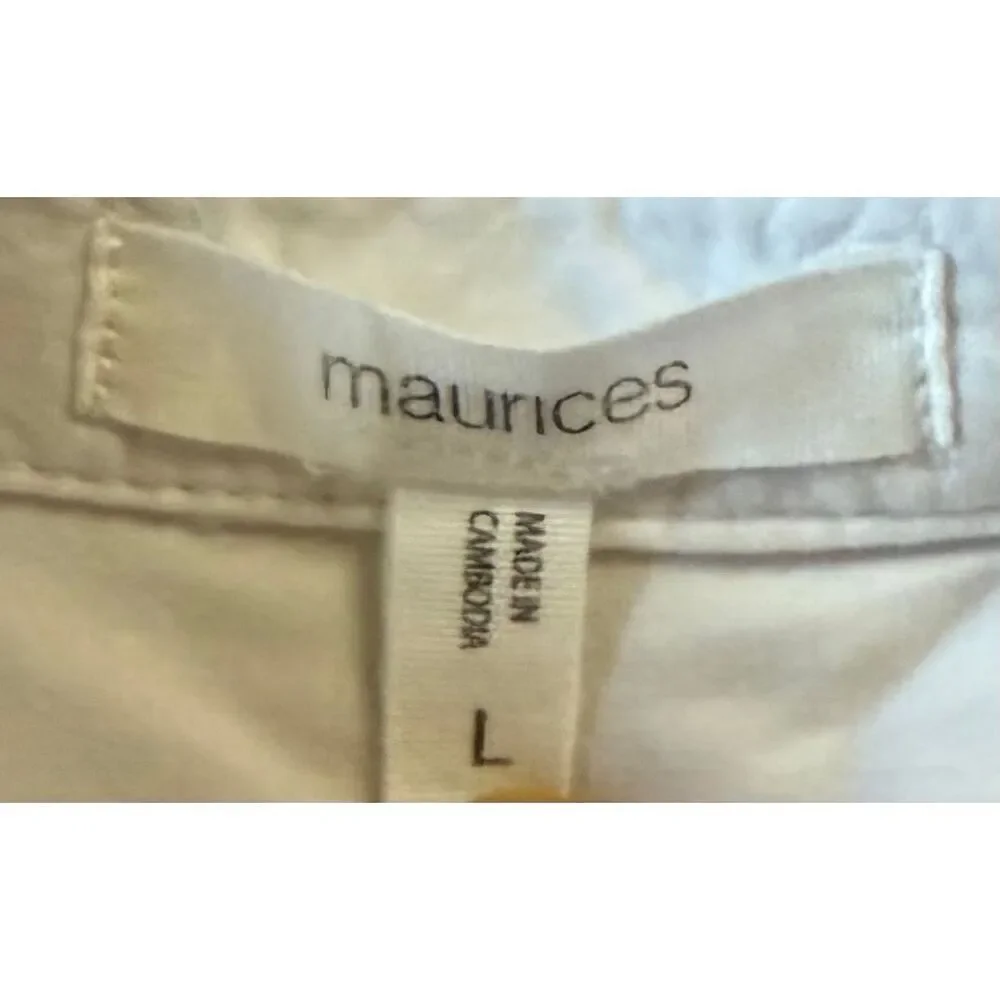 Maurices White Button Down Shirt Size L Long Sleeve Pocket